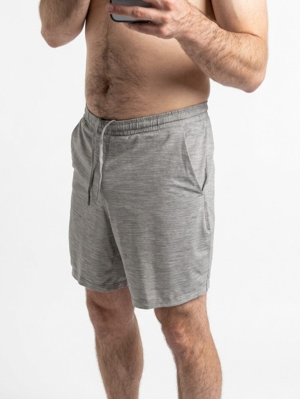 Lululemon Men's Grey Athletic Workout Shorts with Liner, 13" Waist / 16" Length